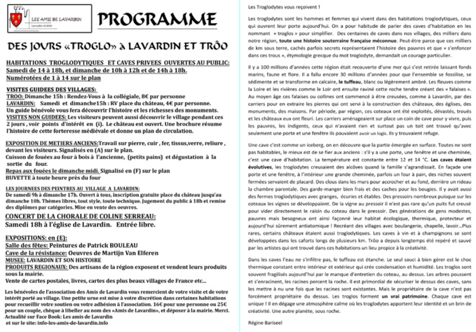 Journées « Troglos » à Trôo et Lavardin Journées « Troglos » à Trôo et Lavardin